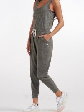 Vuori Jumpsuit One Piece Drawstring Sleeveless Gray Size S